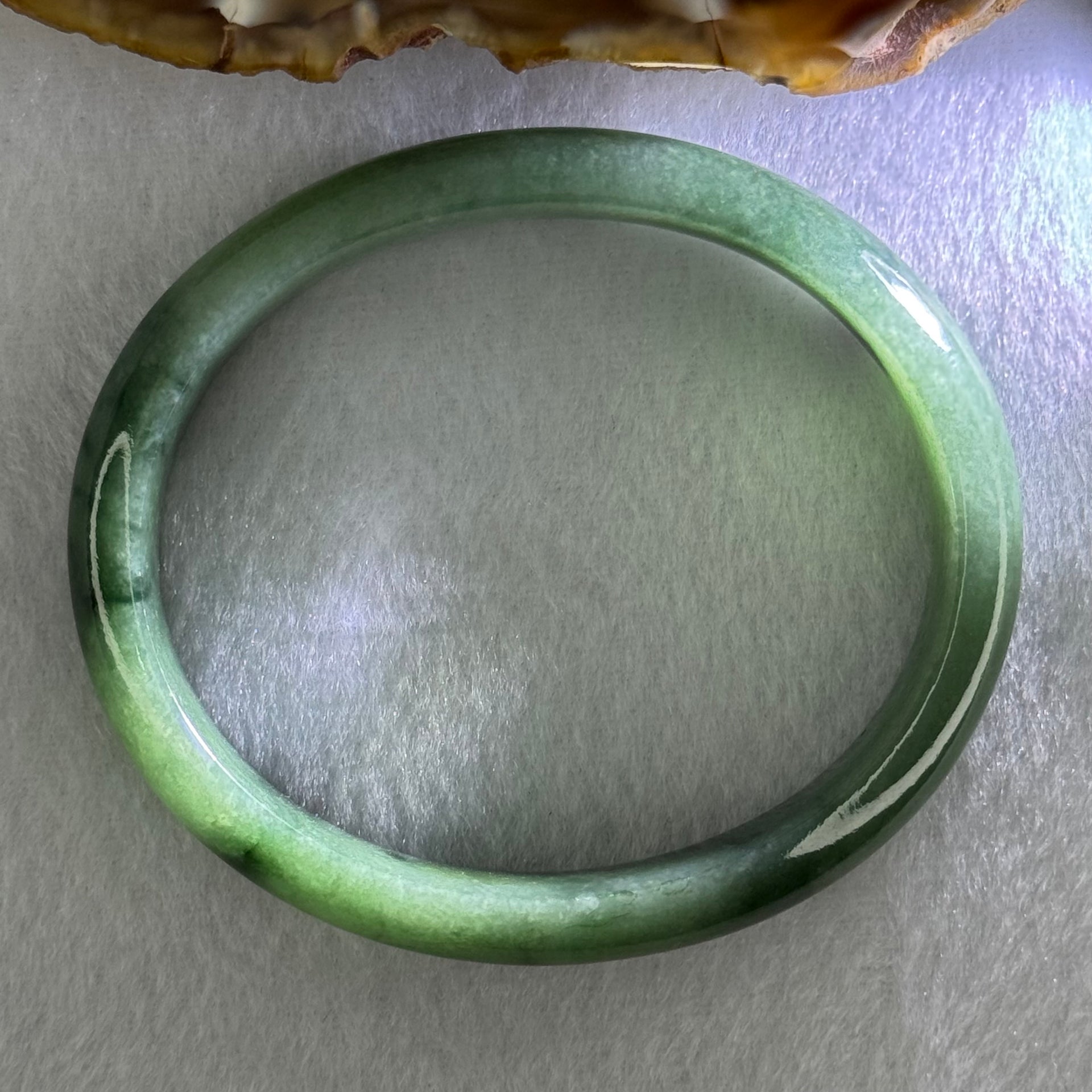 Type A Green Jadeite Oval Bangle Internal Diameter 57.7mm 36.44g 11.6 by 7.0mm (Slight Internal Lines) - Huangs Jadeite and Jewelry Pte Ltd