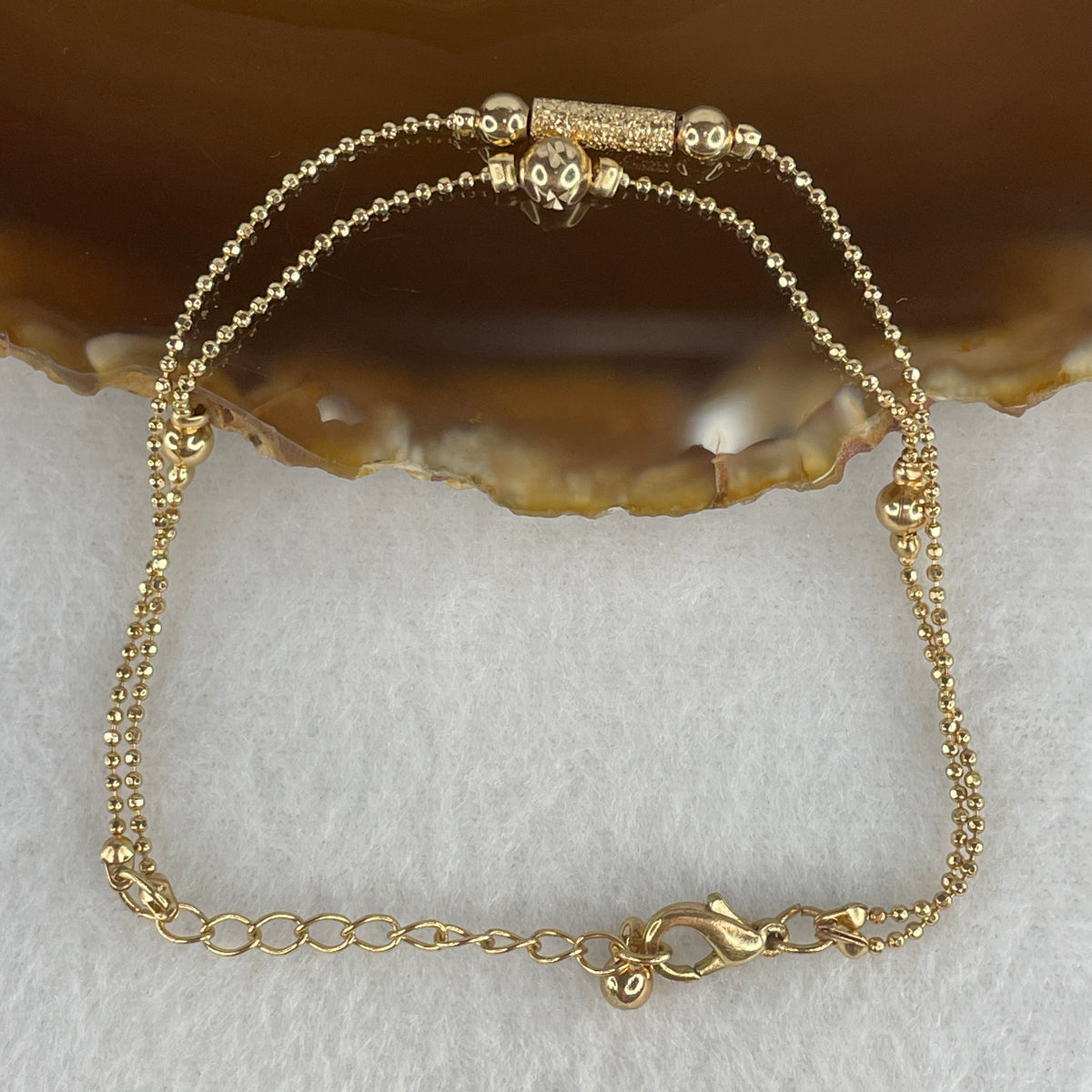 Minimalist Gold-Tone Chain Accent Bracelet | Delicate Adjustable Daily Layering Bracelet (3.19g | 14cm–19cm | 10.4 x 3.0mm Accent Links)