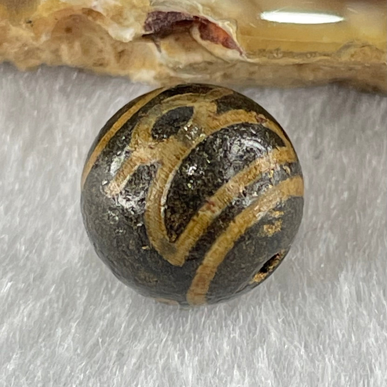 Natural Powerful Tibetan Old Oily Agate 5 Cai Shen Dzi Bead Heavenly Master (Tian Zhu) 1.47g 10.0 by 10.2mm - Huangs Jadeite and Jewelry Pte Ltd