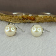 Natural White Pearl S925 Sliver Earrings 4.92g 11.1mm - Huangs Jadeite and Jewelry Pte Ltd