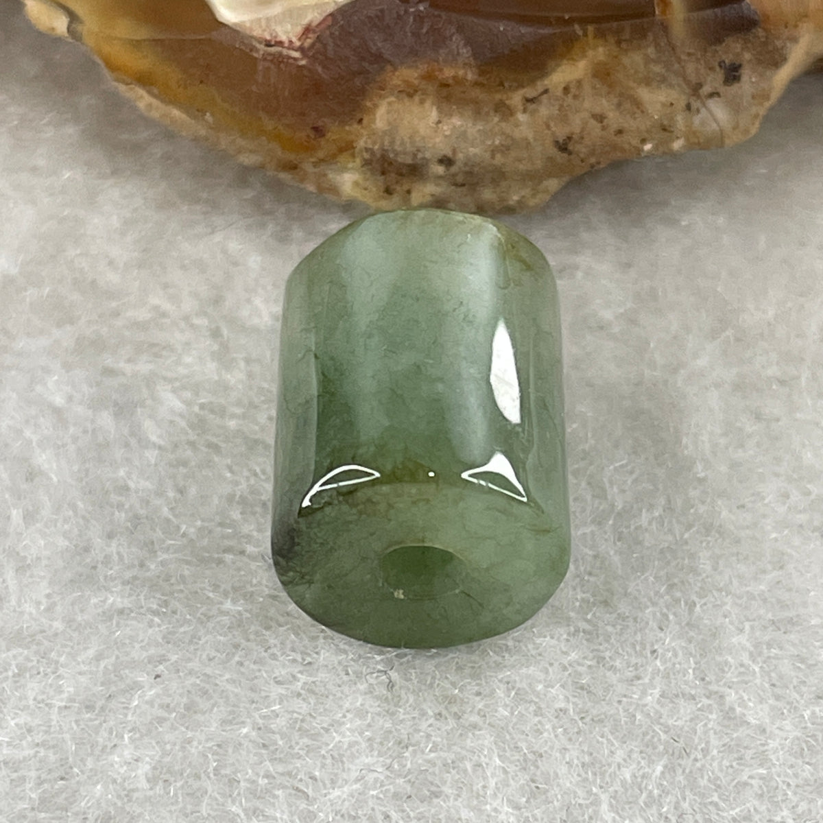 Natural Type A Brownish Green & Green Jadeite Lu Lu Tong Charm Pendant |  Cylinder Smooth Fortune & Career Breakthrough (2.45g | 12.0 x 9.3mm) - Huangs Jadeite and Jewelry Pte Ltd