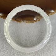 Natural Type A Near White Jadeite Bangle | 61.2mm Inner Diameter (62.51g 13.0x8.0mm | Slight External Line | Pure Mind, Serenity & Aura Cleansing) - Huangs Jadeite and Jewelry Pte Ltd