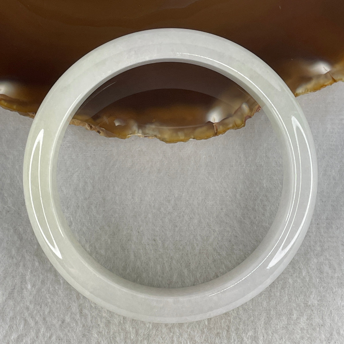 Natural Type A Near White Jadeite Bangle | 61.2mm Inner Diameter (62.51g 13.0x8.0mm | Slight External Line | Pure Mind, Serenity & Aura Cleansing) - Huangs Jadeite and Jewelry Pte Ltd