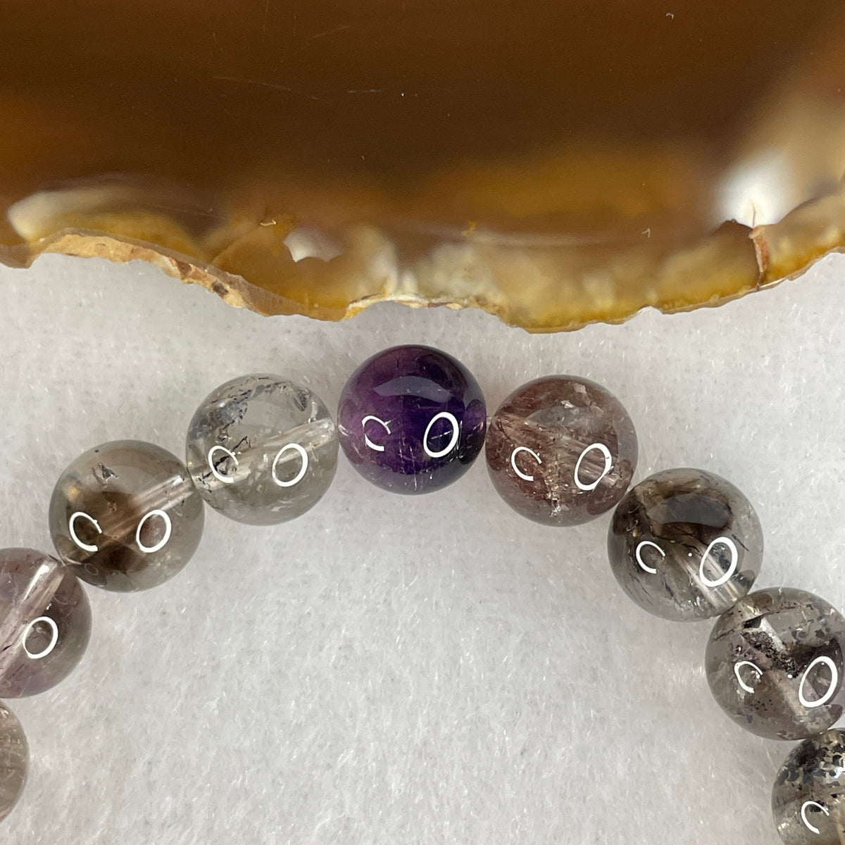 Certified Good Grade Natural Black Super 7 Crystal Beads Bracelet | 17cm Strand of 22 Beads 9.3mm (23.74g | Root Grounding, Manifestation & Aura Shield)