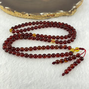 Natural Red Blood with Yellow Amber Beads Necklace 天然血珀项链 12.30g 60cm 5.6mm 110 Beads - Huangs Jadeite and Jewelry Pte Ltd