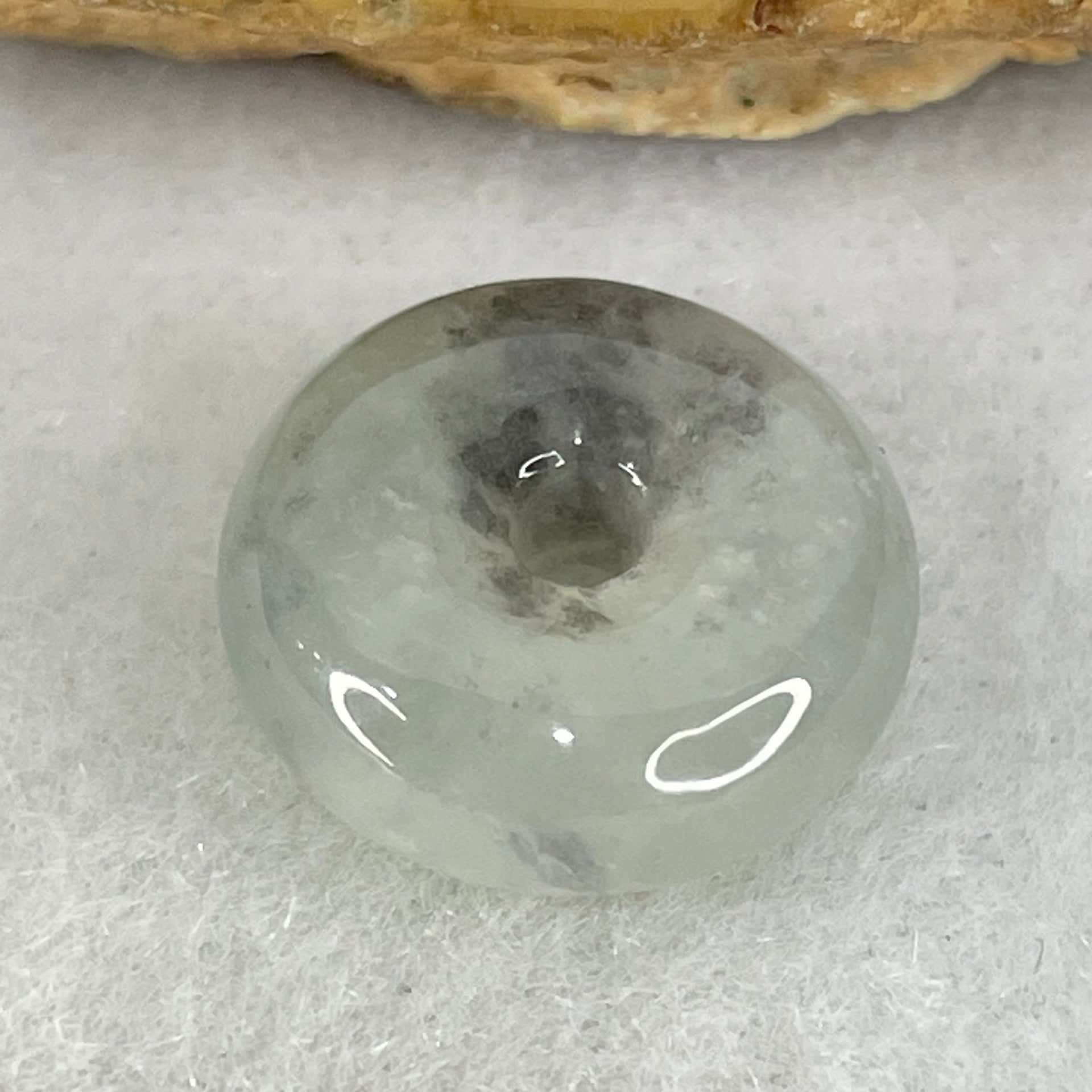 Type A Semi Icy Light Green With Wuji Grey Piao Hua Jadeite Ping An Kou Charm/Pendant 2.26g 14.0 by 5.5mm - Huangs Jadeite and Jewelry Pte Ltd