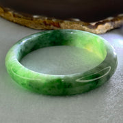 Type A Green with Emerald Green Piao Hua Jadeite Bangle Internal Diameter 57.2mm 51.99g 12.5 by 8.2mm (Very Slight Internal Lines) - Huangs Jadeite and Jewelry Pte Ltd