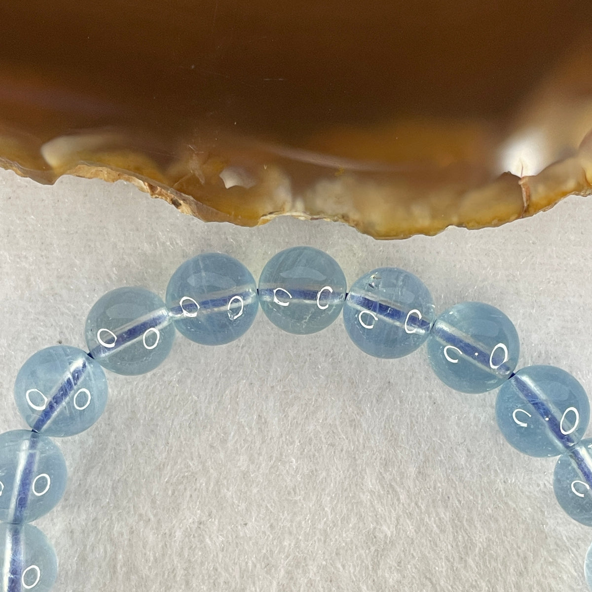 Certified Above Average Natural Aquamarine Beads Bracelet | 15.5cm with 22 Beads 8.7mm (19.80g | Ocean Blue Translucency |Throat & Third Eye Chakra Harmony, Tranquil Communication & Serene Wealth Shield)