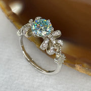 Blue Moissanite Ring in S925 Sliver 2.69g 6.7 by 4.5mm (Adjustable Size) - Huangs Jadeite and Jewelry Pte Ltd