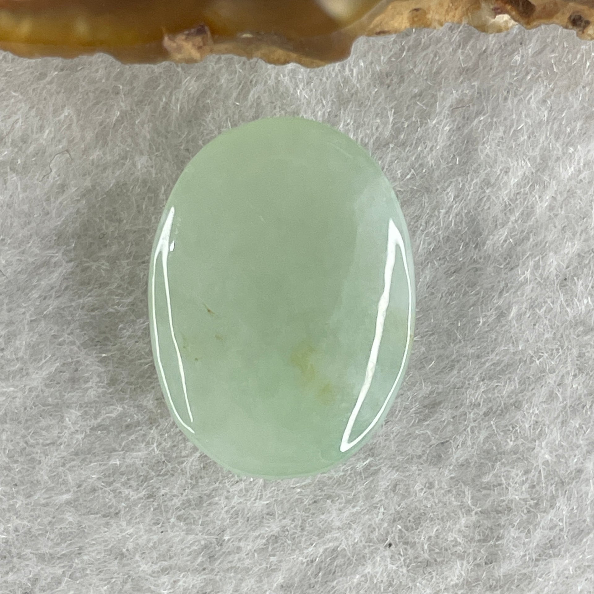 Natural Type A Semi Icy Green Jadeite Oval Shape Cabochon Stone for Setting 3.34g 17.7 by 13.0 by 7.4mm - Huangs Jadeite and Jewelry Pte Ltd