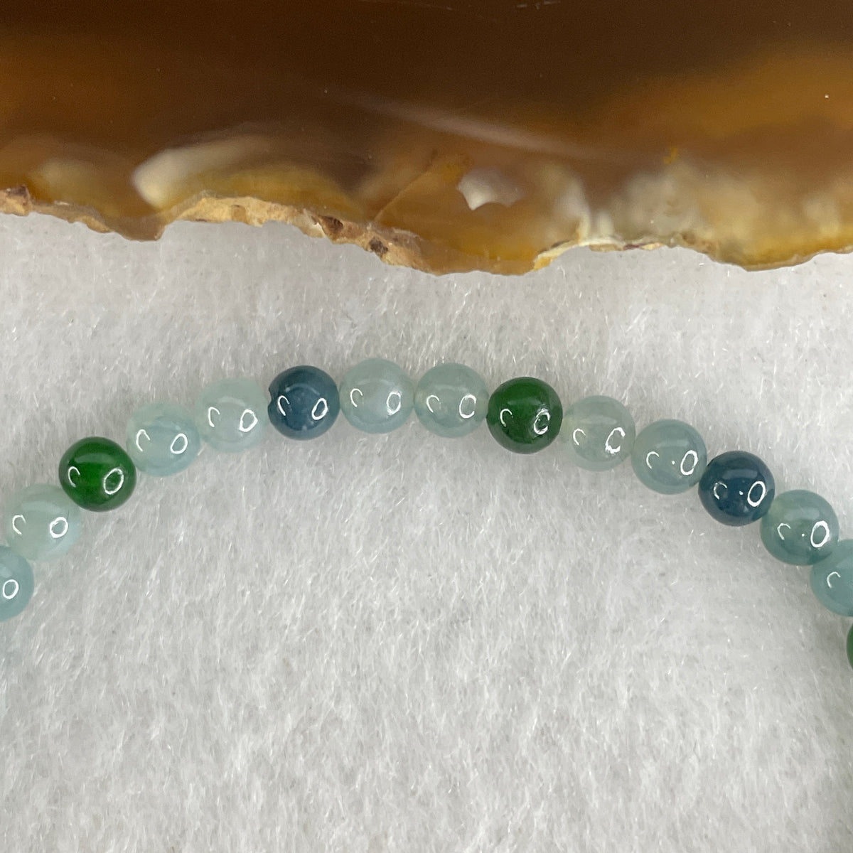 Certified Natural Type A Jelly Blue & Green Jadeite Beads Bracelet | (6.49g | 15cm | 4.2mm | 38 Beads | Throat, Heart & Third Eye Chakra Synergy, Executive Calm & Feng Shui Peace Talisman)