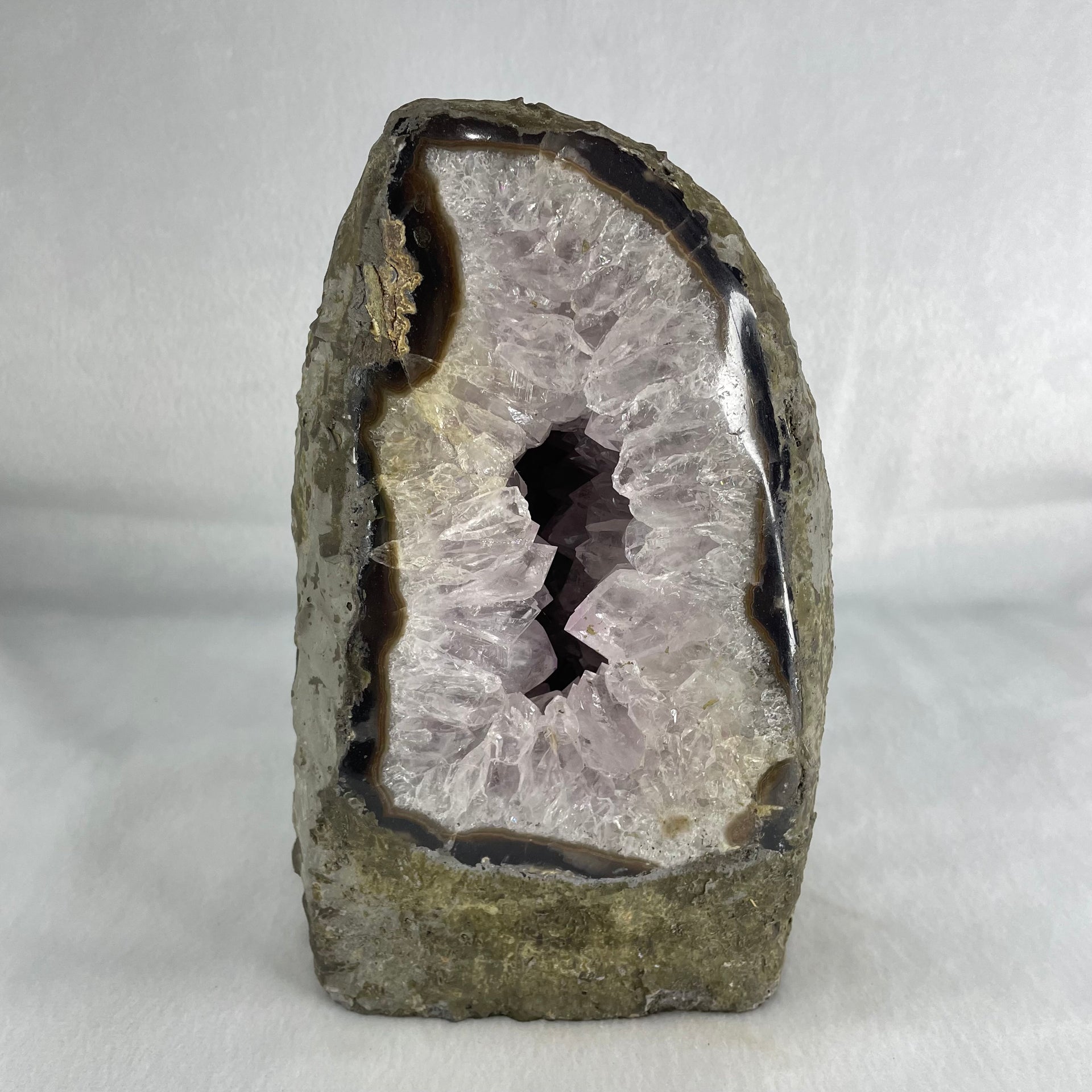 Natural Amethyst Cave with Wooden Stand 3,899.5g 142.8 by 151.0 by 245.0mm - Huangs Jadeite and Jewelry Pte Ltd