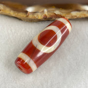 Natural Powerful Tibetan Old Oily Red White Agate One Eye Gold Metal Element Dzi Bead Heavenly Master (Tian Zhu) 一眼金天珠 10.95g 37.5 by 13.6mm - Huangs Jadeite and Jewelry Pte Ltd