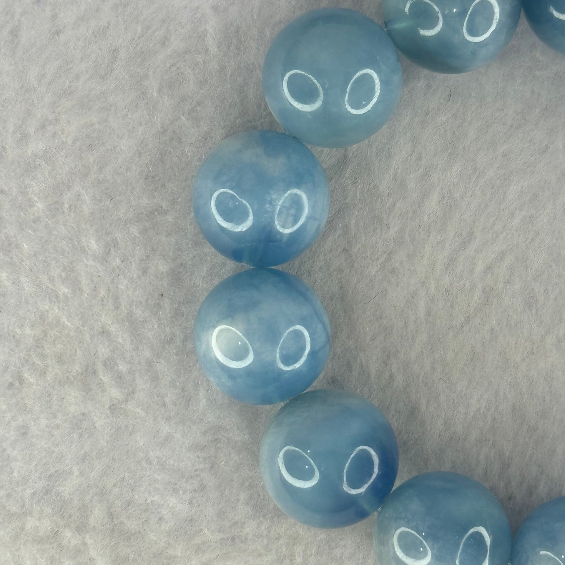 Natural Aquamarine Beads Bracelet 77.27g 18cm 16.3mm by 13 Beads - Huangs Jadeite and Jewelry Pte Ltd