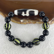Natural Black Agate Beads with Nectar Vessel Dzi Bead Bracelet 29.97g 14cm 40.0 by 11.6mm Vessel - 10.1mm 10 Beads - Huangs Jadeite and Jewelry Pte Ltd