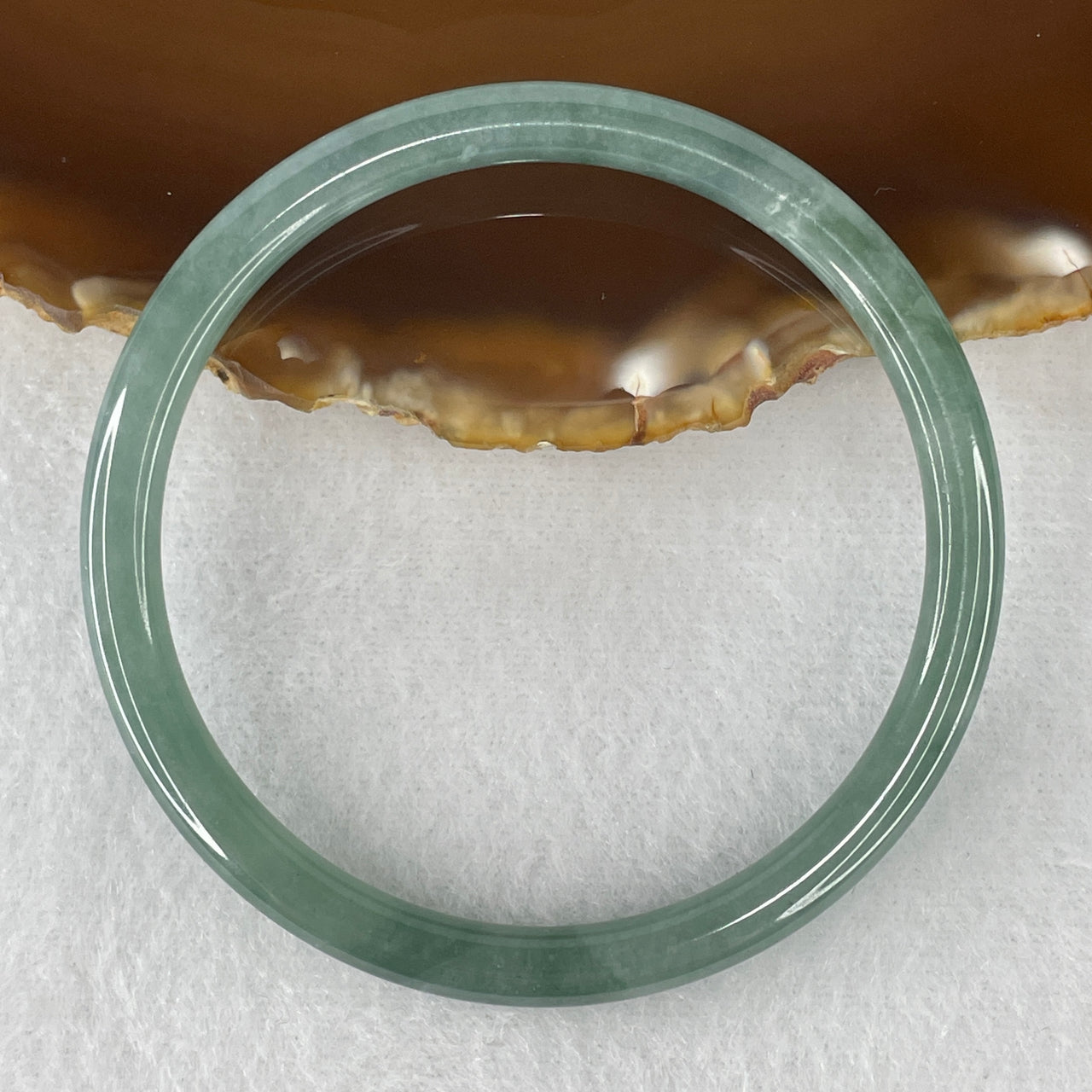 Certified Natural Type A Blueish-Green Jadeite Bangle | Sleek Fine-Strand Round Court Silhouette | "Glacial Horizon" Delicate Protection & Harmony Bangle (16.98g 5.5x5.8mm | 56.5mm Very Very Slight Internal Line)