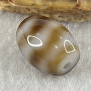 Natural Powerful Tibetan Old Oily Agate Double Tiger Tooth Daluo Dzi Bead Heavenly Master (Tian Zhu) 虎呀天诛 3.22g 15.5 by 11.9mm - Huangs Jadeite and Jewelry Pte Ltd