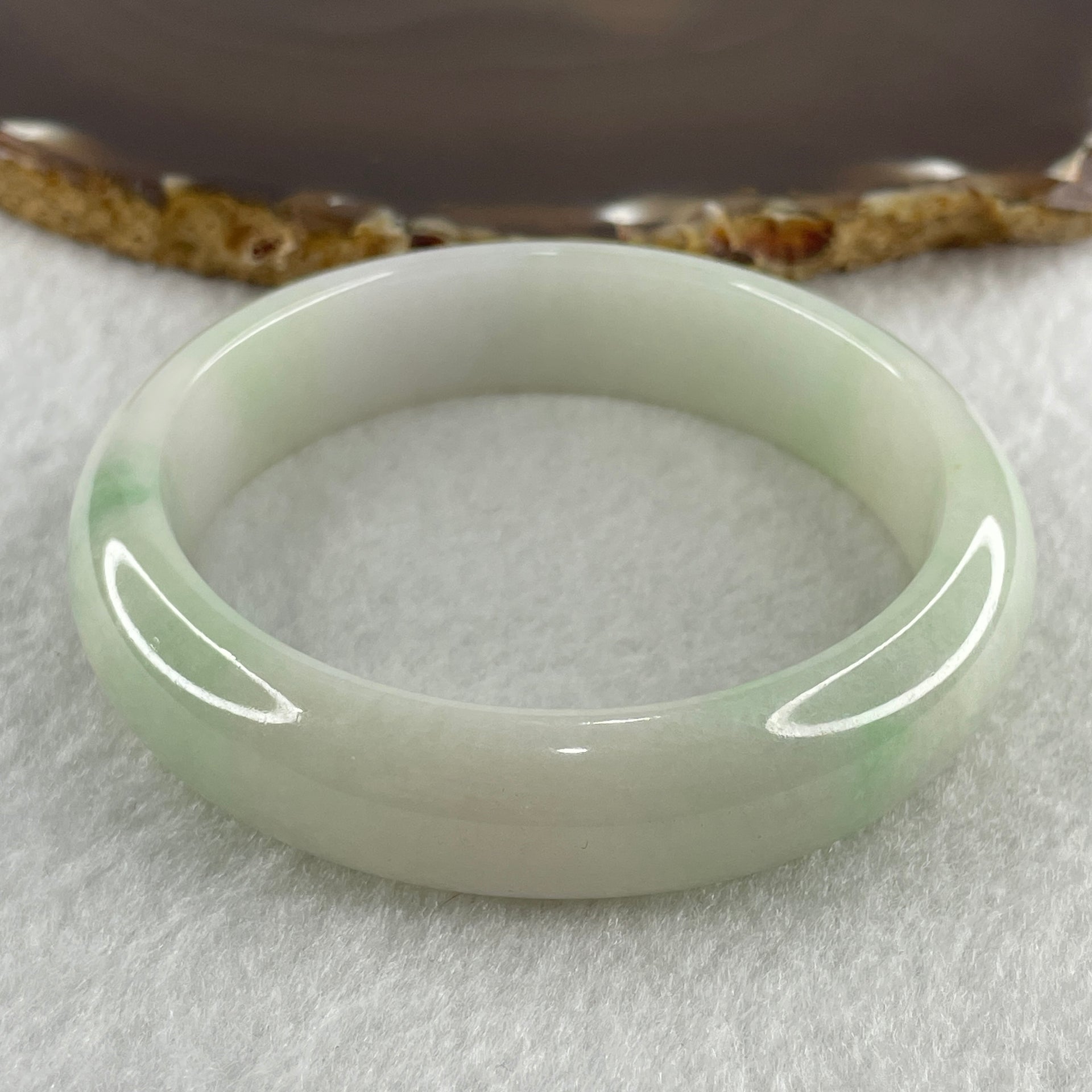 Type A Natural Light Green with Faint Lavender Jadeite Bangle 68.40g Inner Diameter 58.0mm 15.2 by 8.8mm (Slight External Line) - Huangs Jadeite and Jewelry Pte Ltd