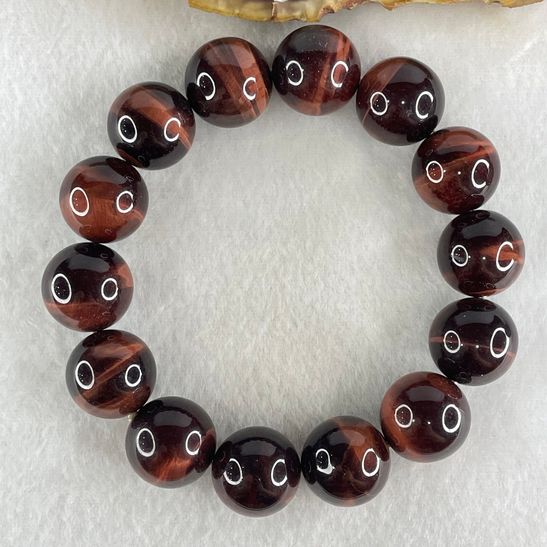 Natural Red Tiger's Eye Quartz Beads Bracelet 78.81g 17cm 16.0mm 14 Beads - Huangs Jadeite and Jewelry Pte Ltd
