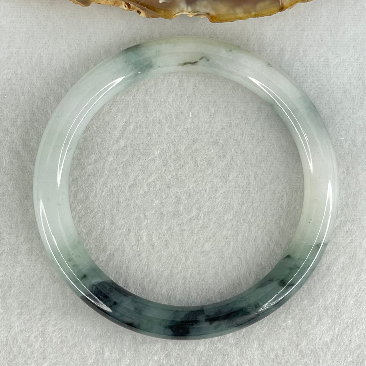 Type A Faint Green with Blueish Green Patches Jadeite Bangle Internal Diameter 53.2mm 31.33g 8.0 by 8.1mm (Internal Lines) - Huangs Jadeite and Jewelry Pte Ltd