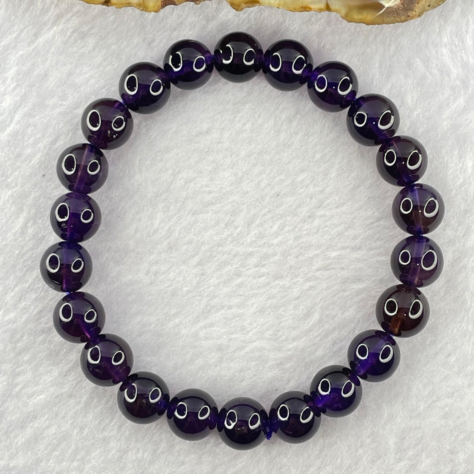 Good Grade Natural Amethyst Bracelet 19.66g 15.5cm 8.9mm 22 Beads - Huangs Jadeite and Jewelry Pte Ltd