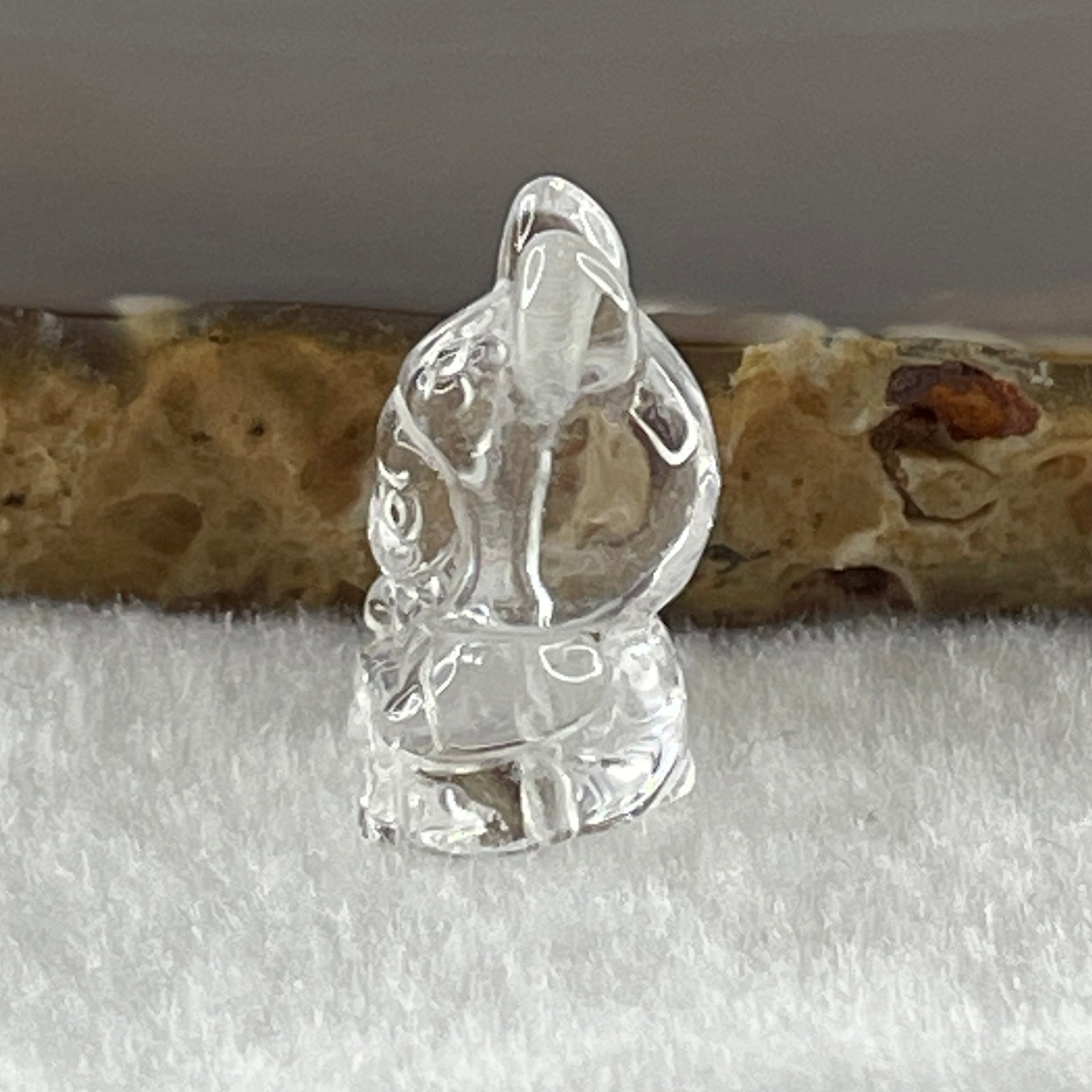 Natural Clear Quartz Labubu Charm Display 3.24g 19.4 by 12.1 by 10.5m - Huangs Jadeite and Jewelry Pte Ltd