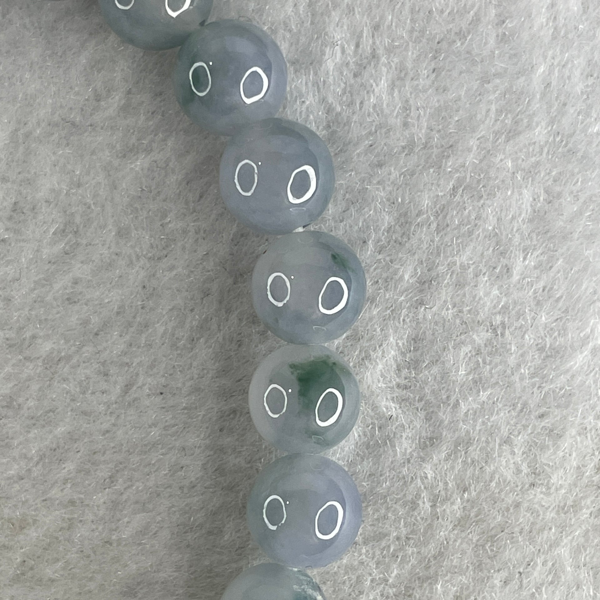 Natural Type A Semi Icy Lavender with Blueish Green Piao Hua Jadeite Beads Bracelet 15.79g 15cm 7.2mm 26Beads - Huangs Jadeite and Jewelry Pte Ltd