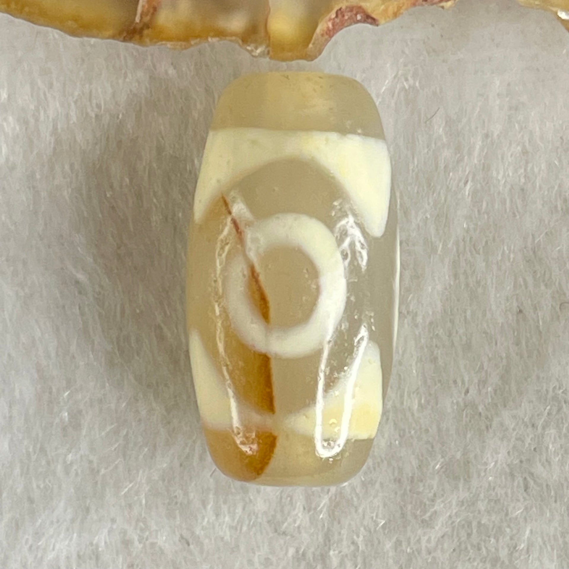 Natural Powerful Tibetan Old Oily Agate 3 Eyes Dzi Bead Heavenly Master (Tian Zhu) 三眼天诛 3.27g 20.1 by 10.4mm - Huangs Jadeite and Jewelry Pte Ltd