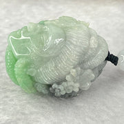 Type A Green with Wuji Grey Jadeite Good vs Evil Pendent 30.72g 31.6 by 24.7 by 23.6mm - Huangs Jadeite and Jewelry Pte Ltd