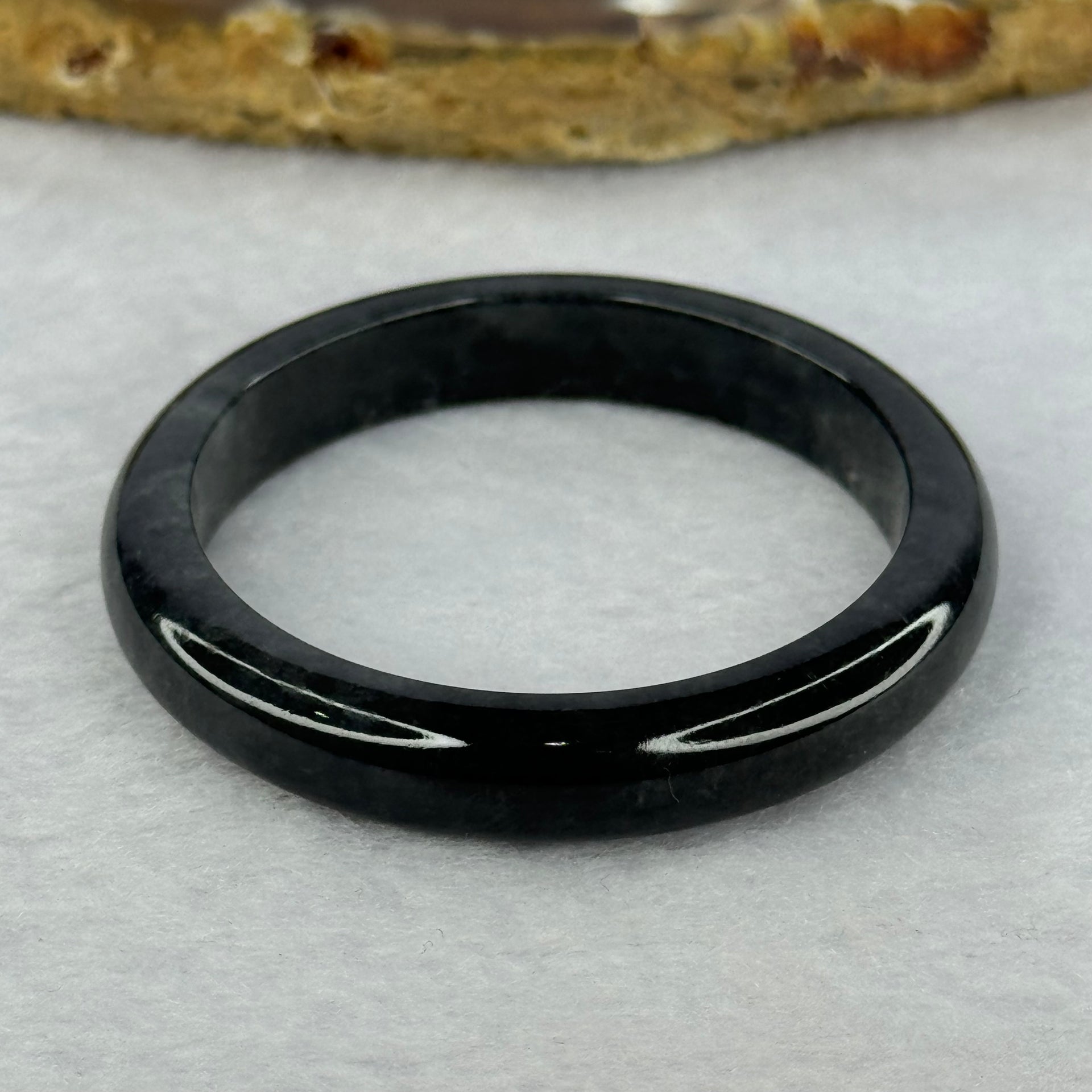 Type A Highly Translucent Black Grey Wuji Jadeite Baby Bangle 13.17g Internal Diameter 36.4mm 7.3 by 5.2mm - Huangs Jadeite and Jewelry Pte Ltd