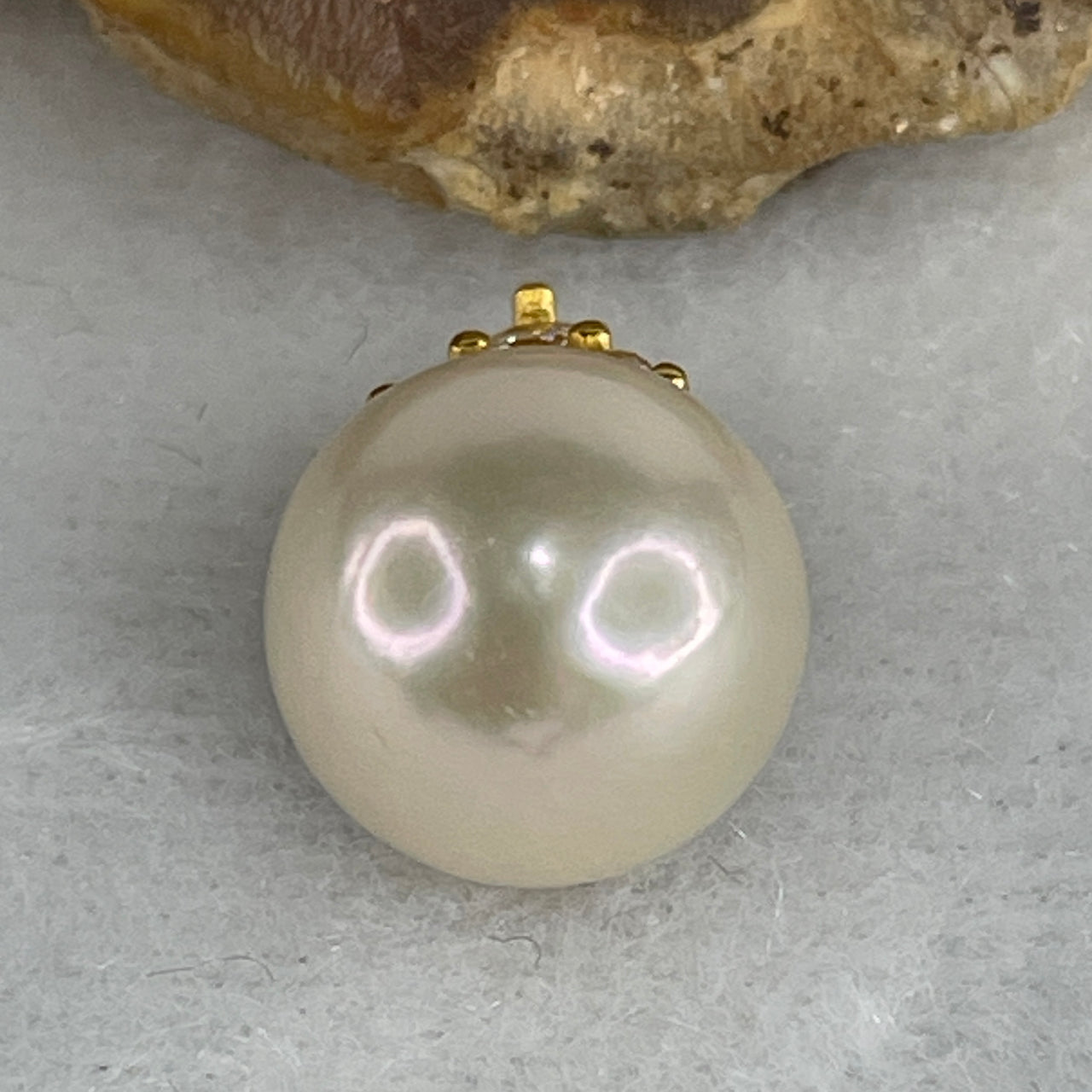 Natural White Pearl Solitaire Pendant | Elegant Gold-Toned Minimalist Setting | Premium 11.5mm High-Luster Statement Marine Charm (2.66g)