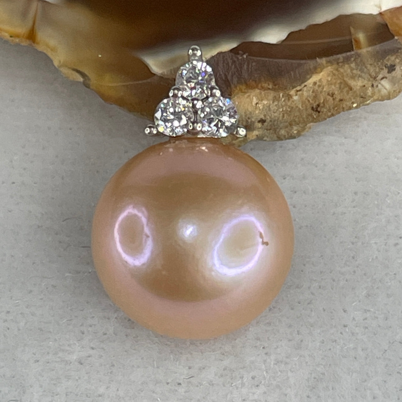 Natural Pinkish Pearl Solitaire Pendant | Silver-Toned Minimalist Setting | Grand 14.3mm High-Luster Baroque Statement Marine Charm (4.18g 14.3x12.5x13.8mm)