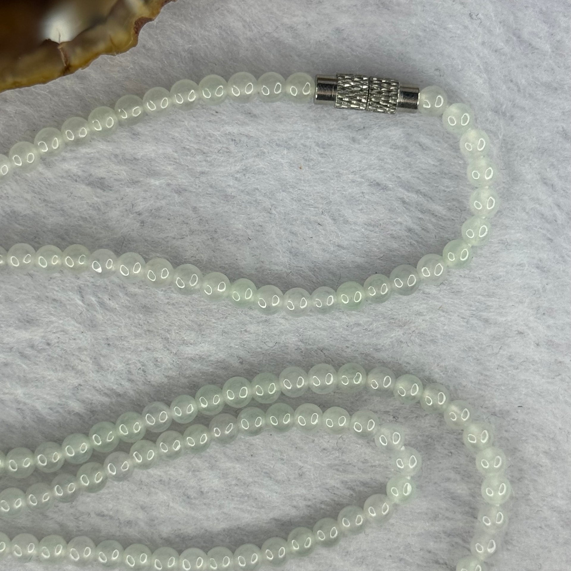 Type A ICY Light Green Jadeite Beads Necklace 13.59g 55cm 3.8mm 156 Beads - Huangs Jadeite and Jewelry Pte Ltd