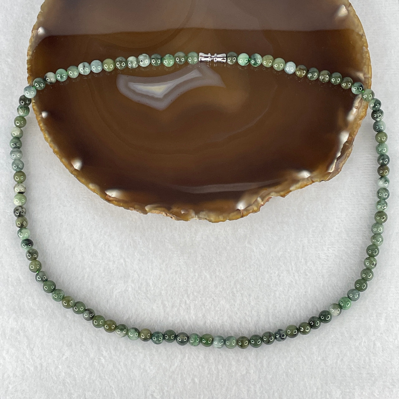 Natural Type A Multi-Tone Green, Blueish Green & Yellowish Jadeite Beads Necklace | 100% Untreated Three-Color Harmony Strand | Fine Fei Cui Statement Jewelry (30.52g | 48cm | 5.8mm | 40 Beads)