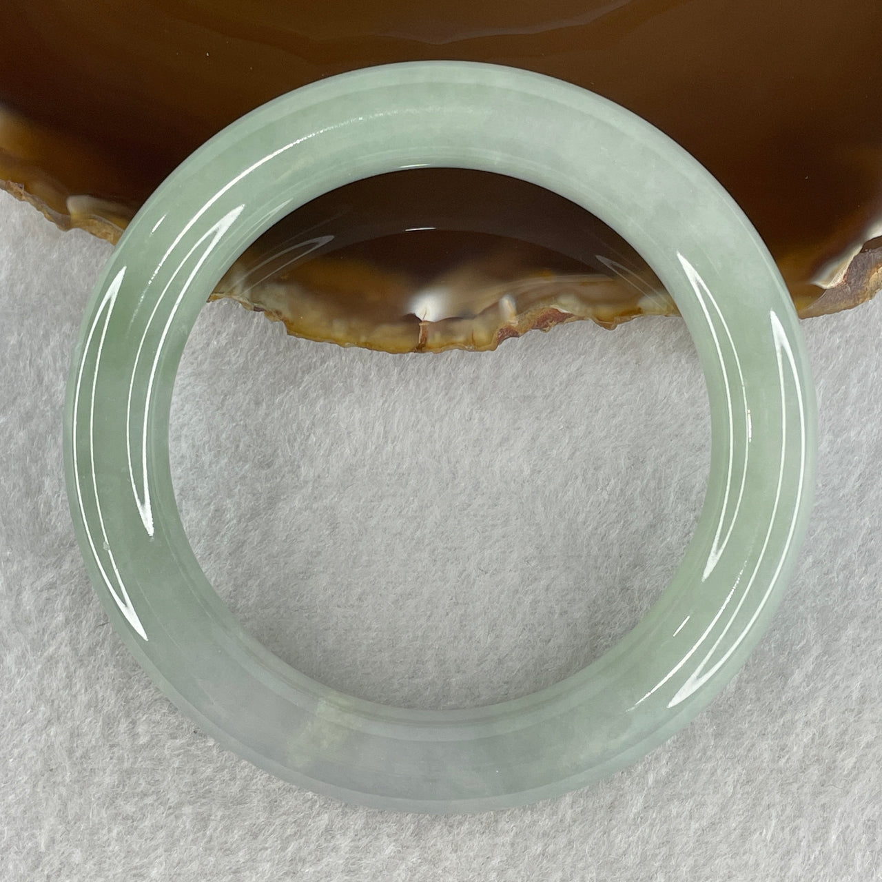 Type A Natural Jelly Light Green with Faint Lavender Jadeite Bangle 74.36g Inner Diameter 59.2mm 11.3 by 11.9mm (Close to Perfect) - Huangs Jadeite and Jewelry Pte Ltd