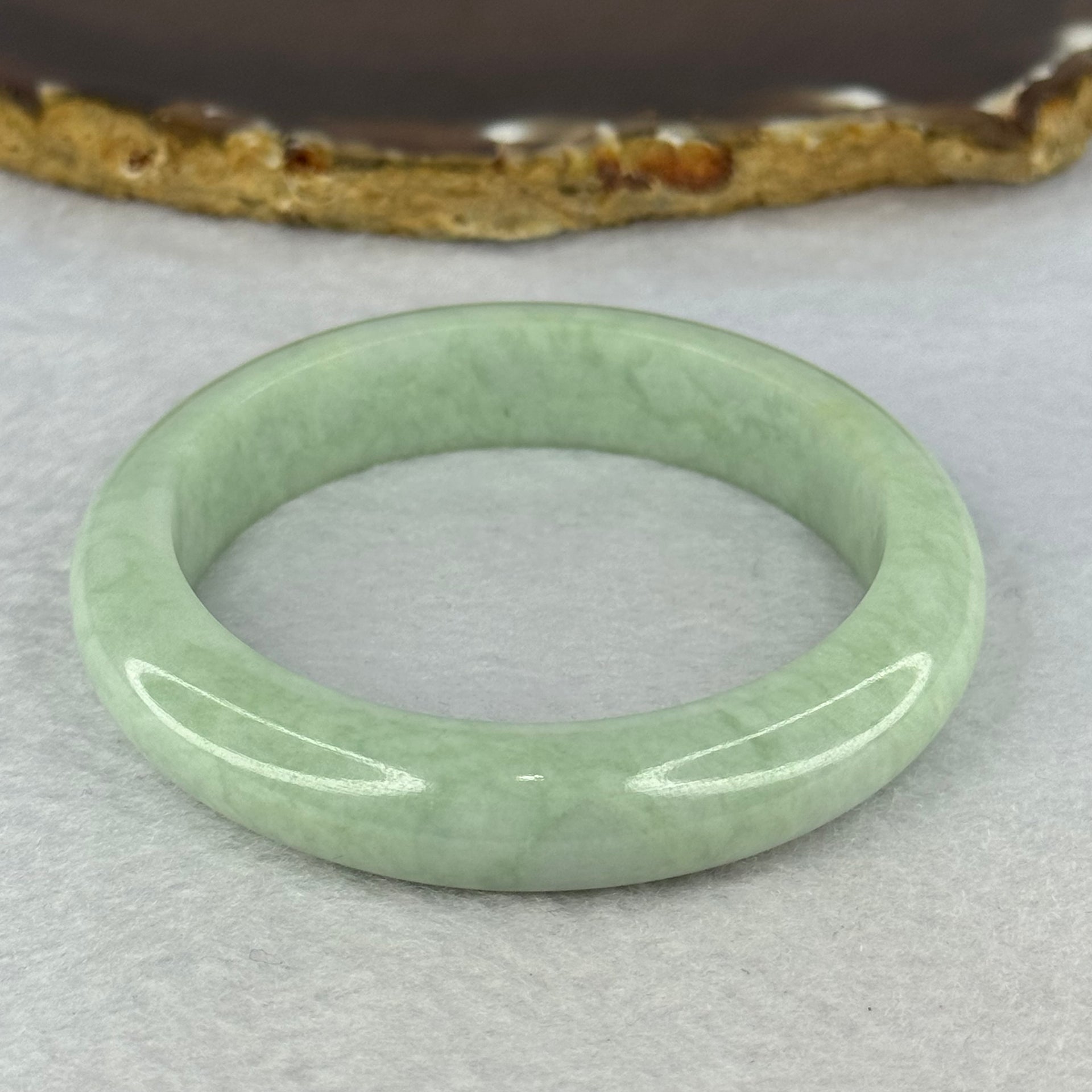 Type A Light Green Jadeite Bangle Internal Diameter 52.6mm 48.95g 12.3 by 8.3mm (Close to Perfect) - Huangs Jadeite and Jewelry Pte Ltd