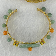 Type A Blueish Green Jadeite Floral Ping An Kou and Beads 18.64g 27.9 by 3.9mm 6.0mm 10 Beads - Huangs Jadeite and Jewelry Pte Ltd