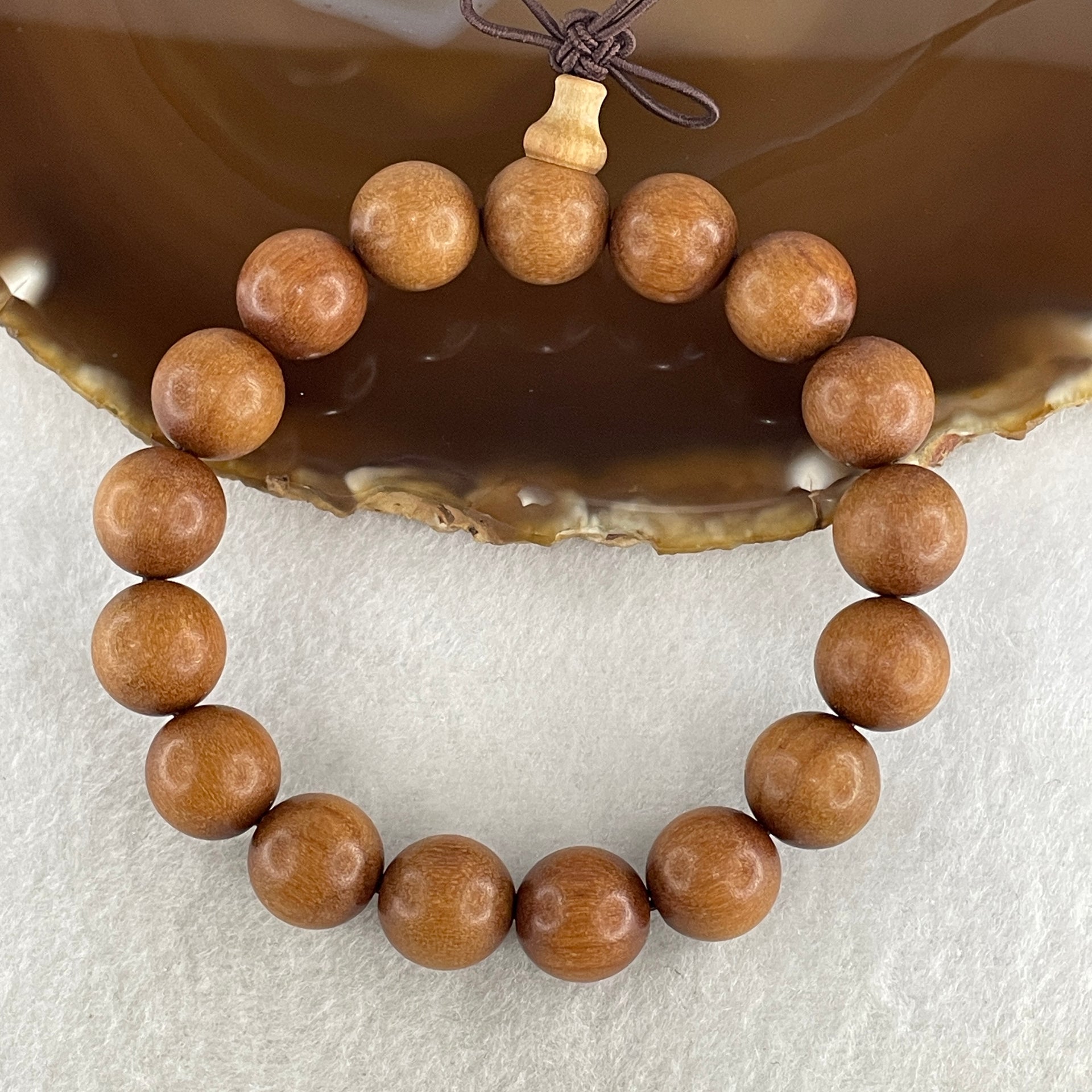 Certified Natural Sandalwood Beads Bracelet 16.42g 16cm 11.8mm 17Beads - Huangs Jadeite and Jewelry Pte Ltd