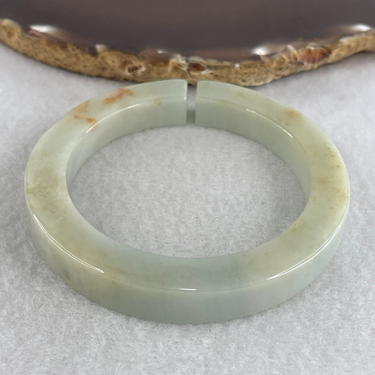 Natural Type A Light Blueish Green with Yellowish and Reddish Piao Hua Jadeite Open Bangle 52.03g Inner Diameter 53.7mm 4.9 by 9.0mm (Very Very Slight External Rough) - Huangs Jadeite and Jewelry Pte Ltd