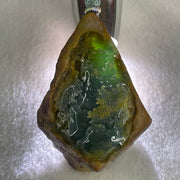 Grand Master Type A Brown with Blueish Green Jadeite Shan Shui with Guiren Benefactor Pendant 107.48g 74.0 by 53.9 by 23.3mm - Huangs Jadeite and Jewelry Pte Ltd