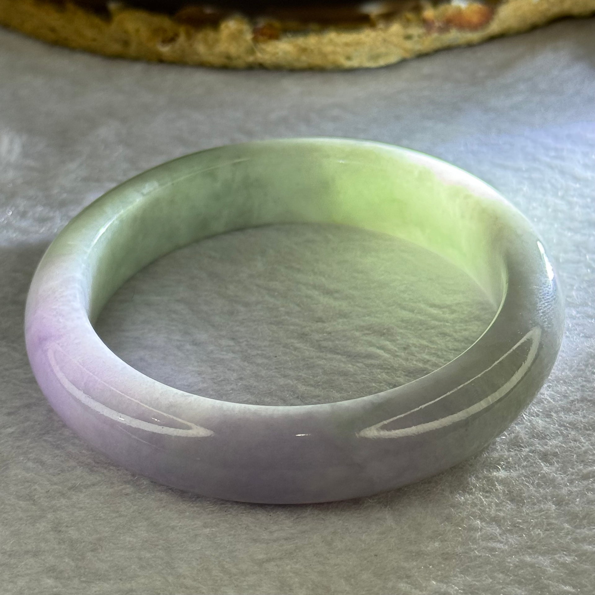 Type A Green with Lavender Jadeite Bangle Internal Diameter 54.7mm 59.02g 12.9 by 8.5mm (Very Slight Internal Line) - Huangs Jadeite and Jewelry Pte Ltd