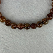 Natural Copper Rutilated Quartz Beads Bracelet 天然銅髮晶手镯 13.32g 15.5cm 7.5mm 26 Beads - Huangs Jadeite and Jewelry Pte Ltd