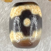 Natural Powerful Tibetan Old Oily Dark Brown With White Agate 3 Eyes Dzi Bead Heavenly Master (Tian Zhu) 三眼天诛 3.32g 16.0 by 11.7mm - Huangs Jadeite and Jewelry Pte Ltd