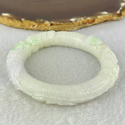 Type A Faint Green Lavender Jadeite Carved Ruyi Bangle Internal Diameter 56.0mm 86.81g 18.0 by 9.5mm (Internal Lines) - Huangs Jadeite and Jewelry Pte Ltd