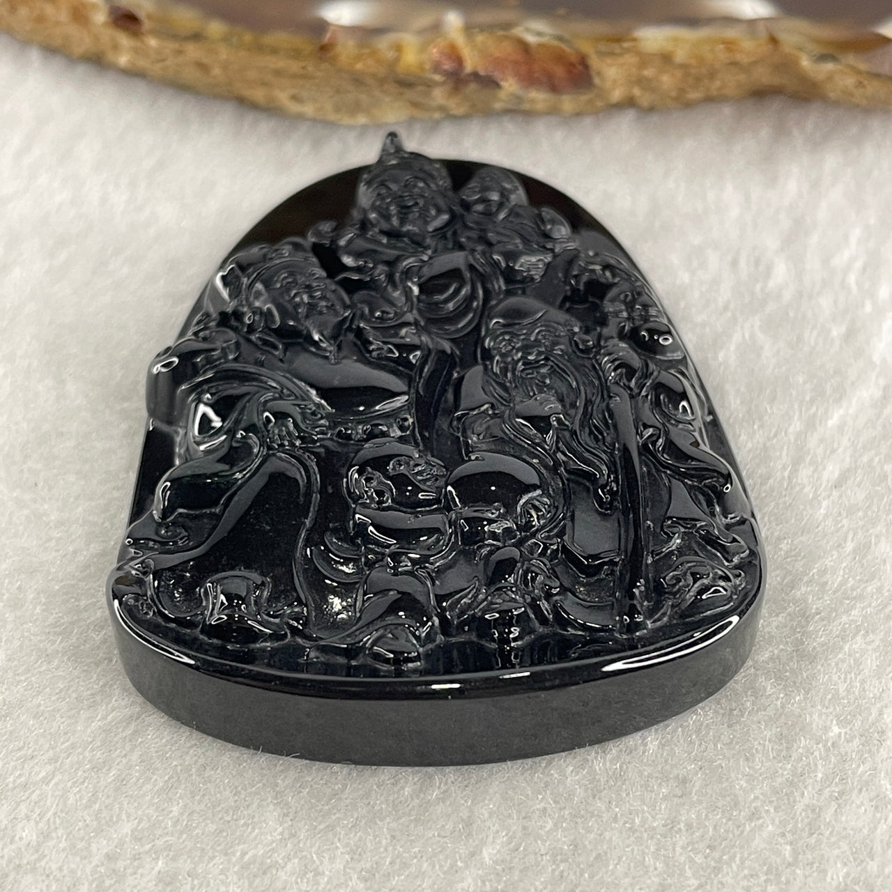 Certified Natural Type A Black Omphacite Jadeite Fu Lu Shou Pendant 33.09g 60.4 by 43.1 by 7.8mm - Huangs Jadeite and Jewelry Pte Ltd