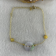 Natural Type A Lavender & Green Jadeite Ping An Kou Gold Accent Bracelet | Peace Disc Adjustable Bracelet (6.55g | 13–21cm | 17.2 x 5.5mm) - Huangs Jadeite and Jewelry Pte Ltd
