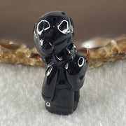 Type A Opaque Black Omphacite Boy Pendant Charm 11.99g 34.6 by 16.8 by 15.7mm - Huangs Jadeite and Jewelry Pte Ltd