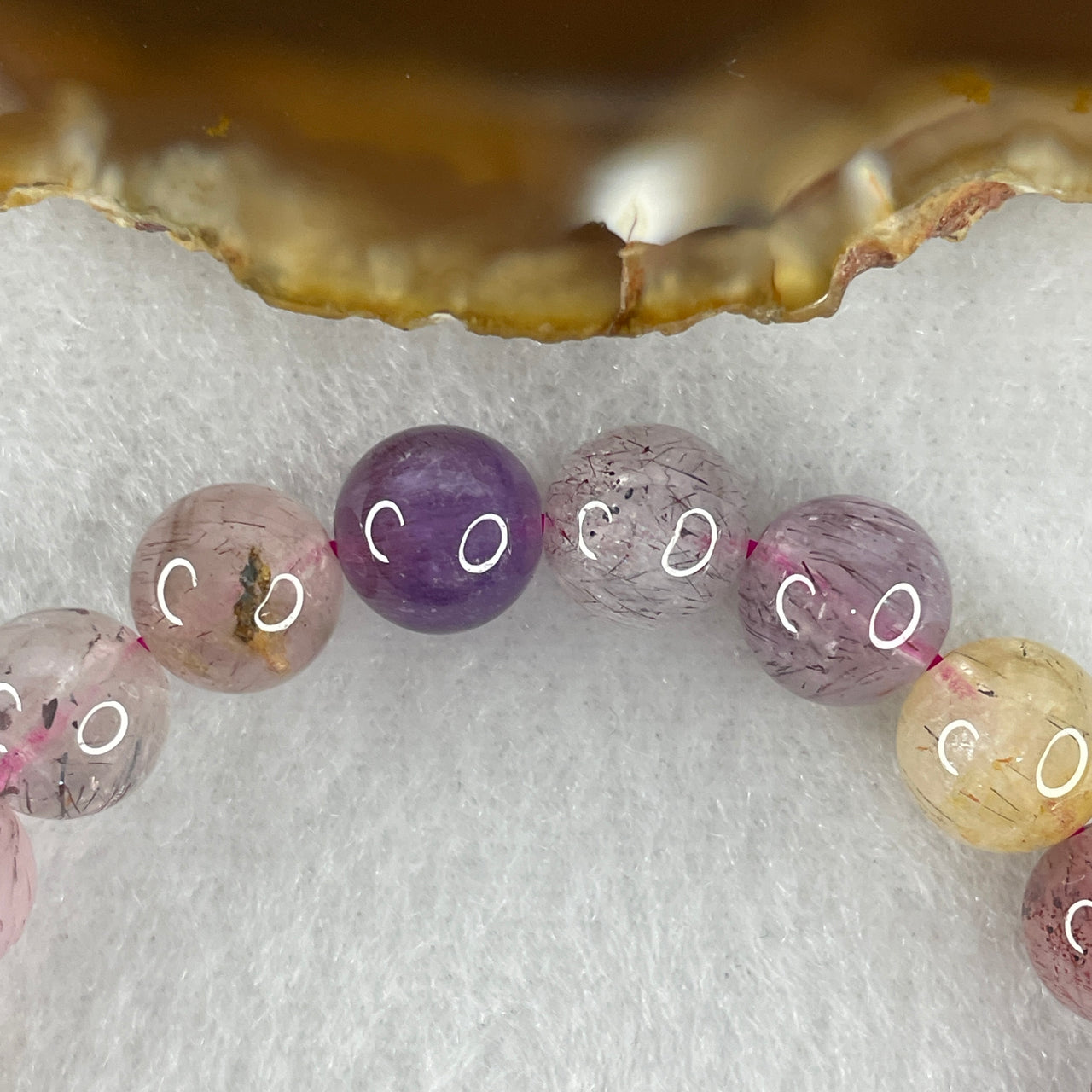 Certified Above-Average Grade Natural Super 7 Crystal Beads Bracelet | Fluid High-Clarity Showcase Strand | Authentic Sacred Seven Multi-Mineral Inclusions Quartz Spiritual Catalyst & Auric Shield Bracelet (19.59g | 15.5cm Length | 8.8mm | 22 Beads)