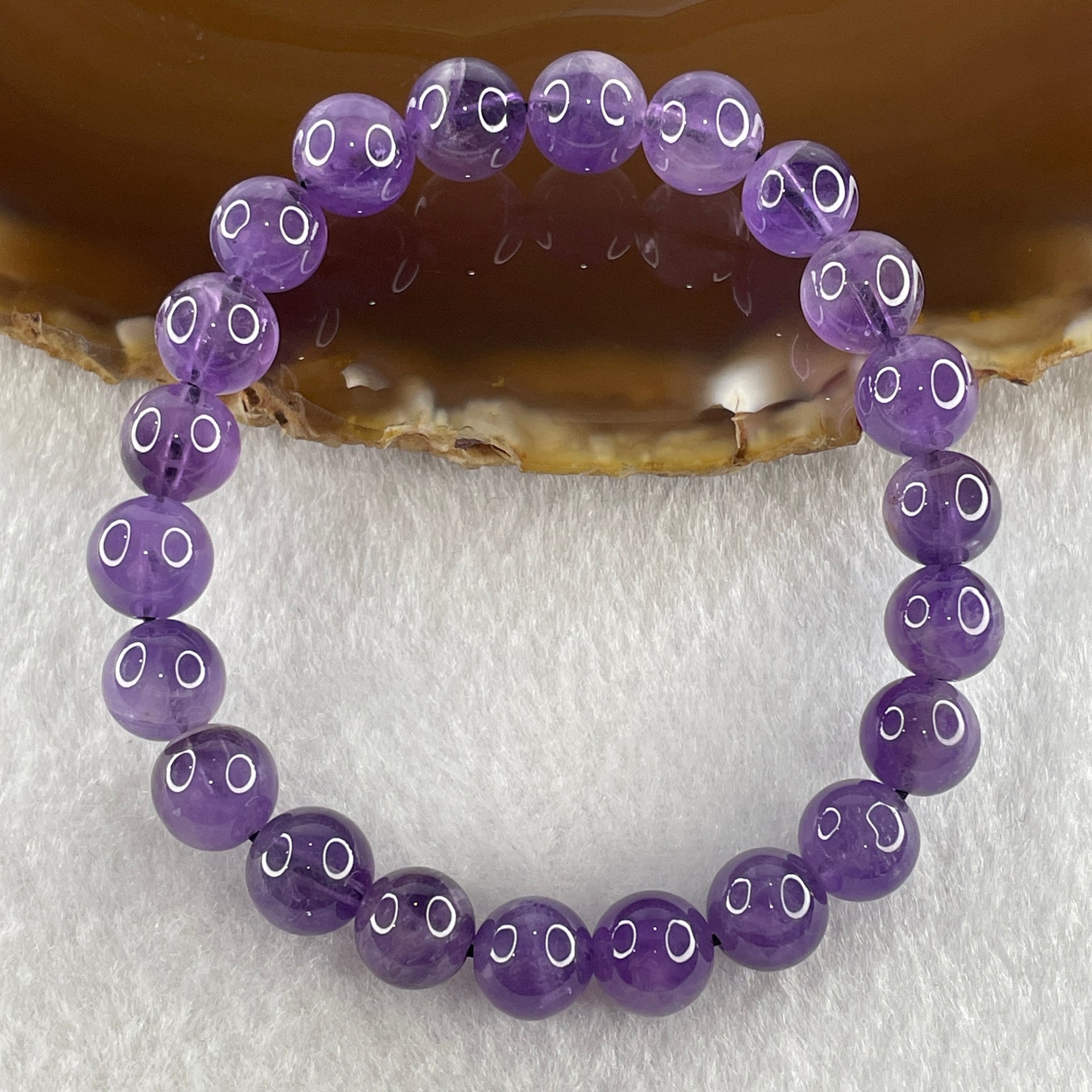 Natural Amethyst Quartz Beads Bracelet 16.03g 14cm 8.0mm 22 Beads - Huangs Jadeite and Jewelry Pte Ltd
