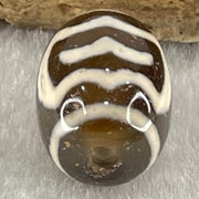 Natural Powerful Tibetan Old Oily Agate Double Garuda Dzi Bead Heavenly Master (Tian Zhu) 虎呀天诛 4.15g 17.5 by 12.6mm - Huangs Jadeite and Jewelry Pte Ltd